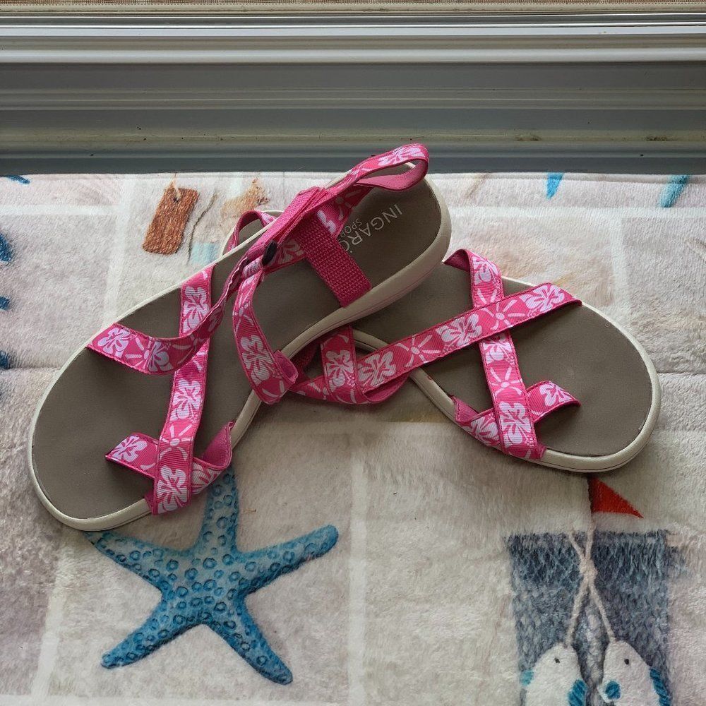 NWOT Ingaro Sport Sandals Pink & White Size 11 - Picture 2 of 5